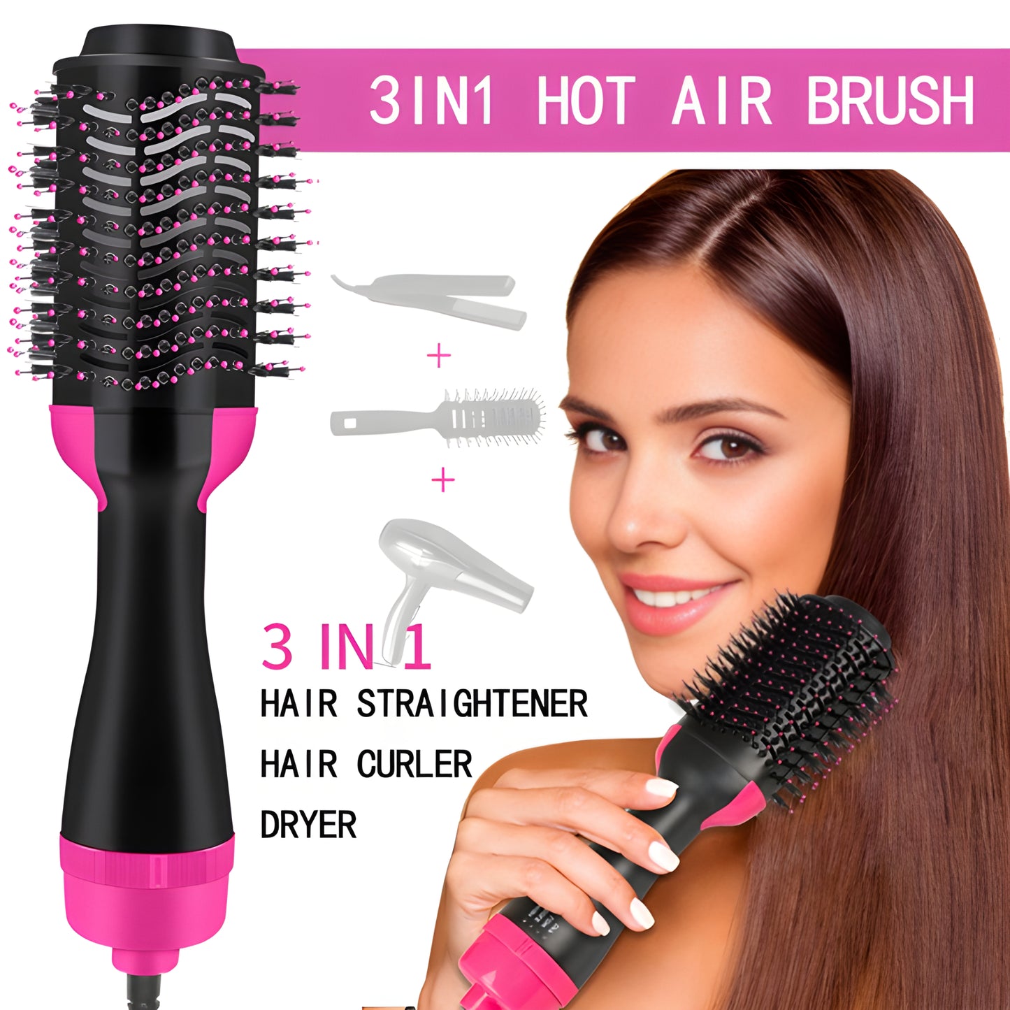 One Step Hair Dryer Brush – 3-in-1 Hot Air Styler, Volumizer & Straightener for Smooth, Frizz-Free Hair