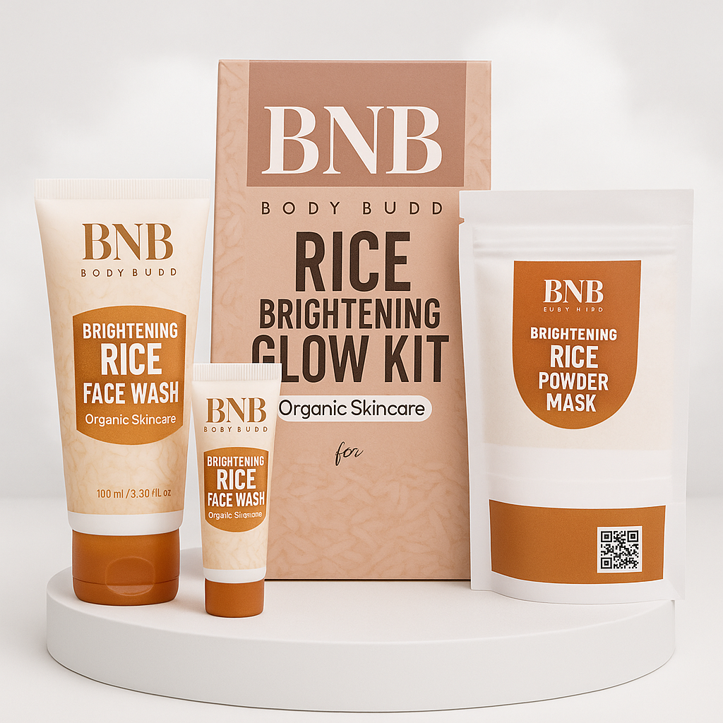BNB Rice Brightening Glow Kit | 3-in-1 Organic Skincare for Glowing Skin