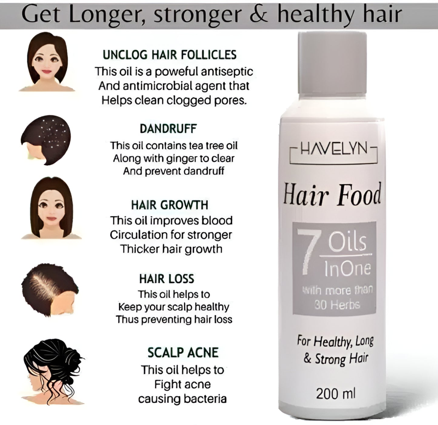 Havelyn™ Hair Food – 7 Oils in One with 30+ Herbs for Strong, Long & Healthy Hair (200ml)