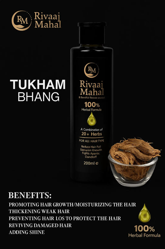 Rivaaj Mahal Tukham Bhang Herbal Hair Oil – 100% Natural Formula for Hair Growth & Repair (200ml)